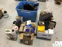 QTY OF MISC FILTERS, BEARING NEEDLES, OIL & CONTAINER FULL