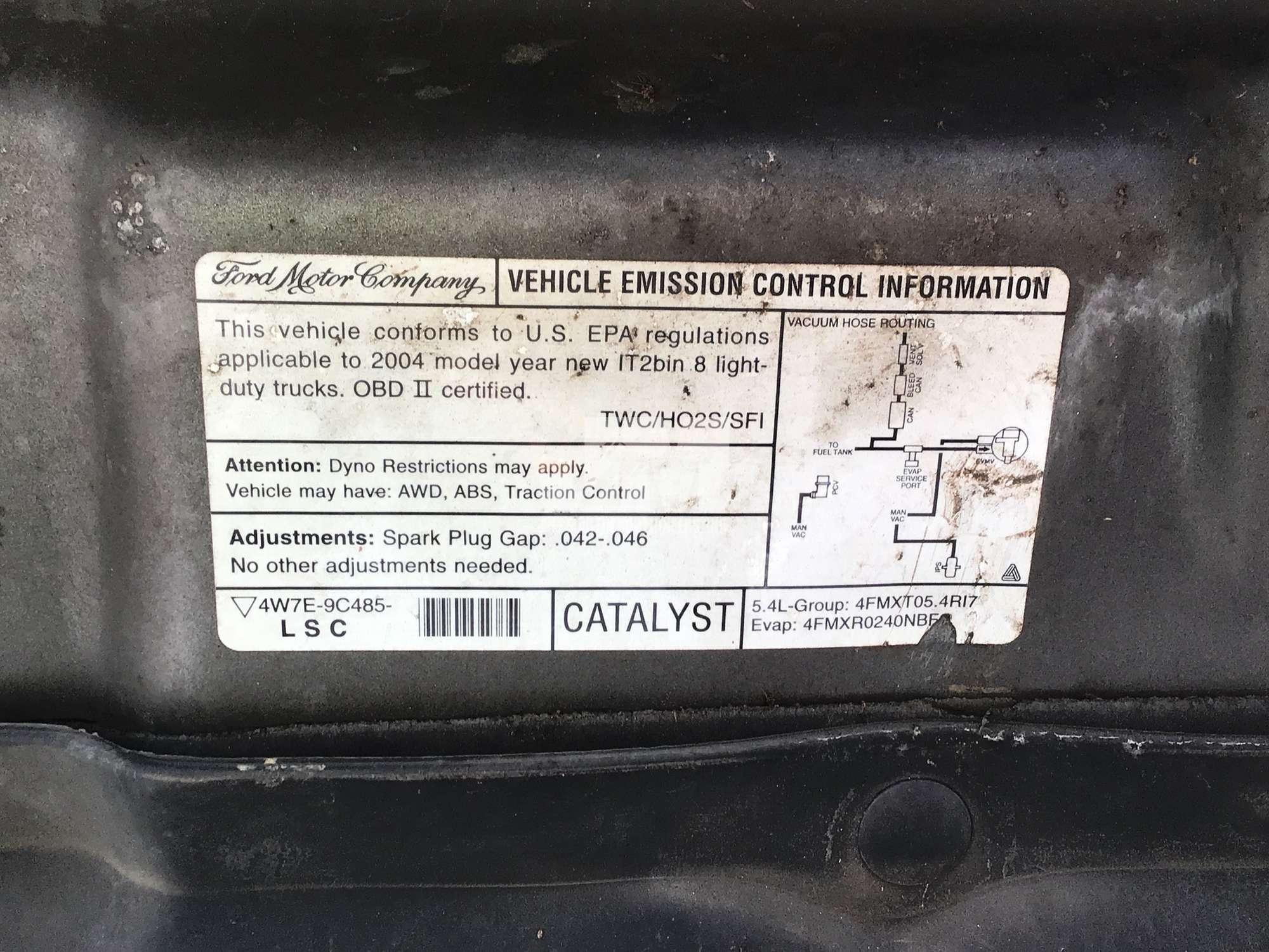 2005 FORD F-150 EXTENDED CAB 4X4 PICKUP VIN: 1FTPX14544NA54626