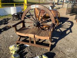 TEAK WOOD WAGON WHEEL BENCH