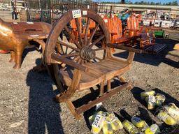 TEAK WOOD WAGON WHEEL BENCH