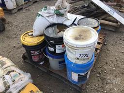 PALLET OF MISC HYDRAULIC FLUID/WATER STOP CEMENT & CONCRETE MATERIAL