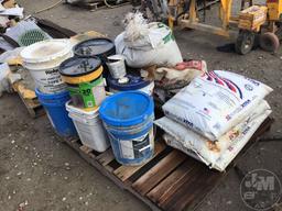 PALLET OF MISC HYDRAULIC FLUID/WATER STOP CEMENT & CONCRETE MATERIAL