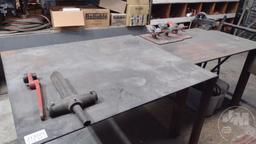 QTY OF (2) STEEL SHOP TABLES, (1) 48.5" L X