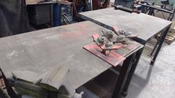 QTY OF (2) STEEL SHOP TABLES, (1) 48.5" L X