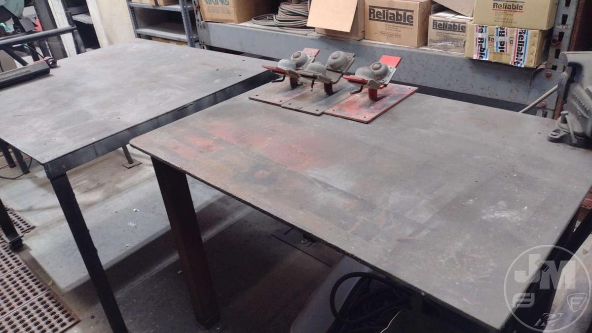 QTY OF (2) STEEL SHOP TABLES, (1) 48.5" L X