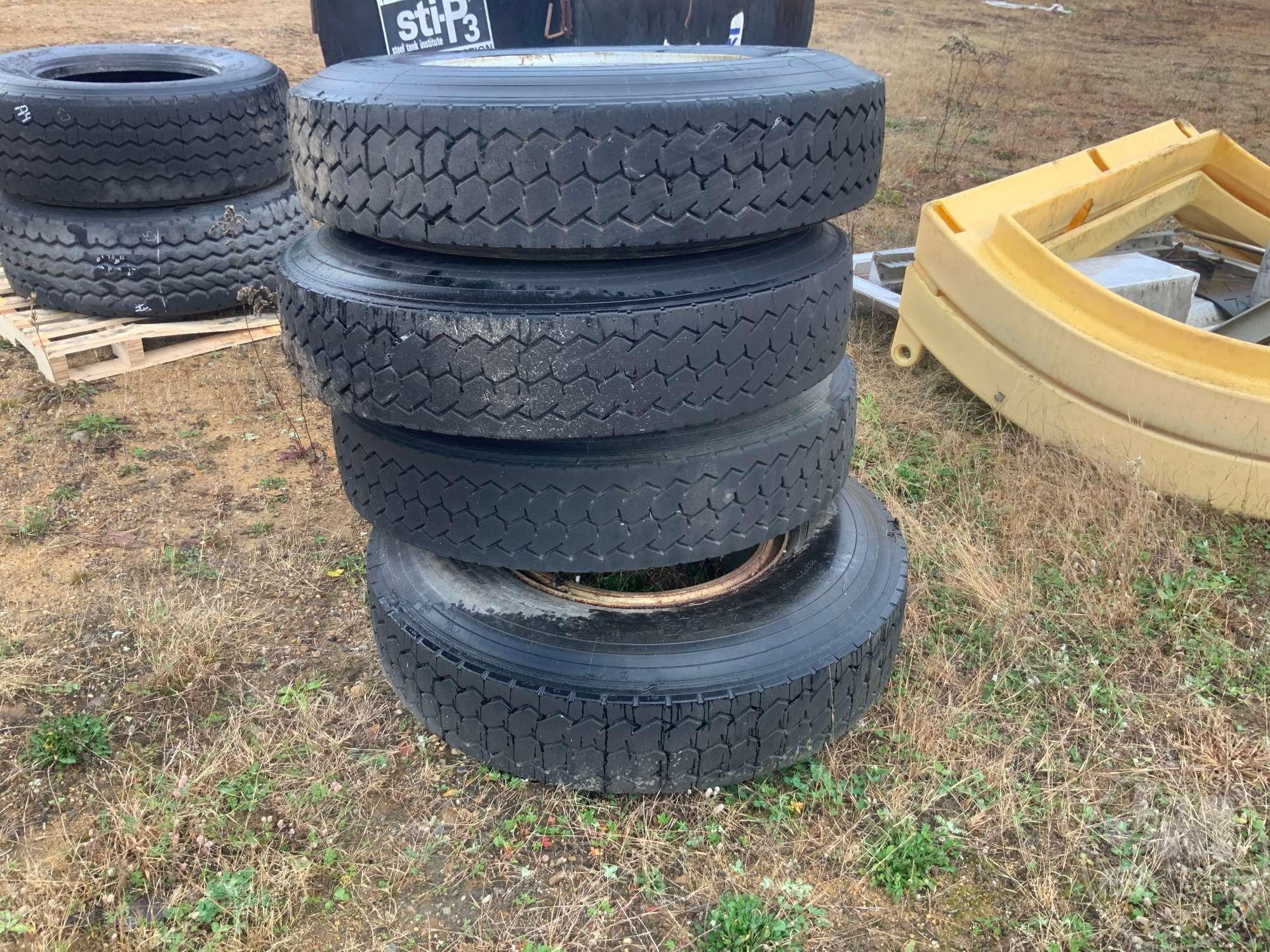 QTY OF (4) 11R22 TIRES W/ WHEELS