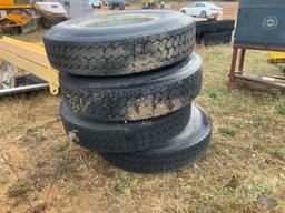 QTY OF (4) 11R22 TIRES W/ WHEELS