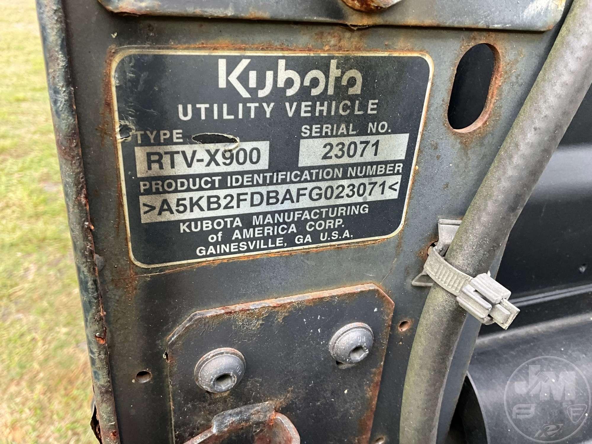 KUBOTA RTV-X900 SN: A5KB2FDBAFG023071