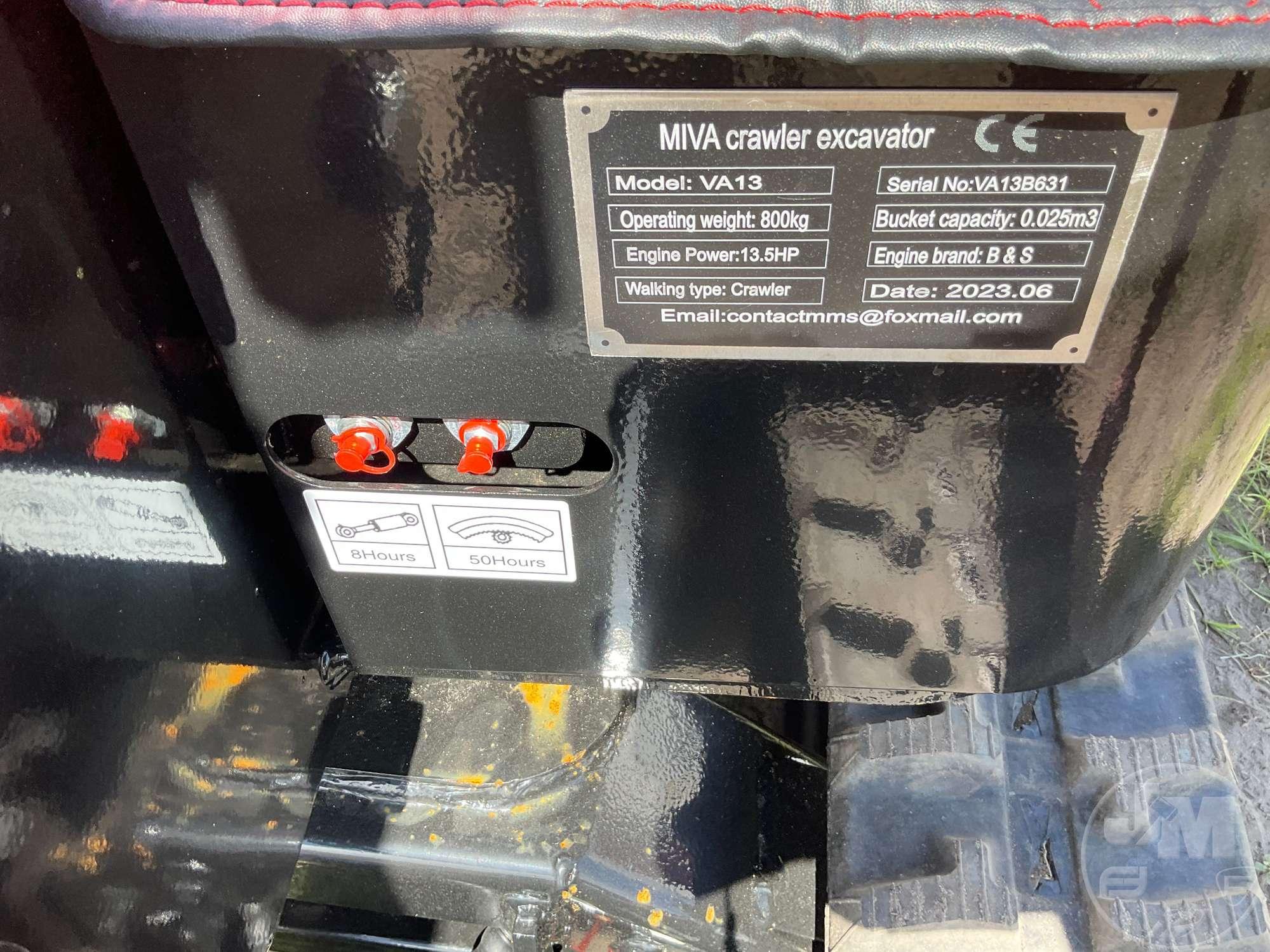 2023 MIVA VA13 MINI EXCAVATOR SN: VA13B631