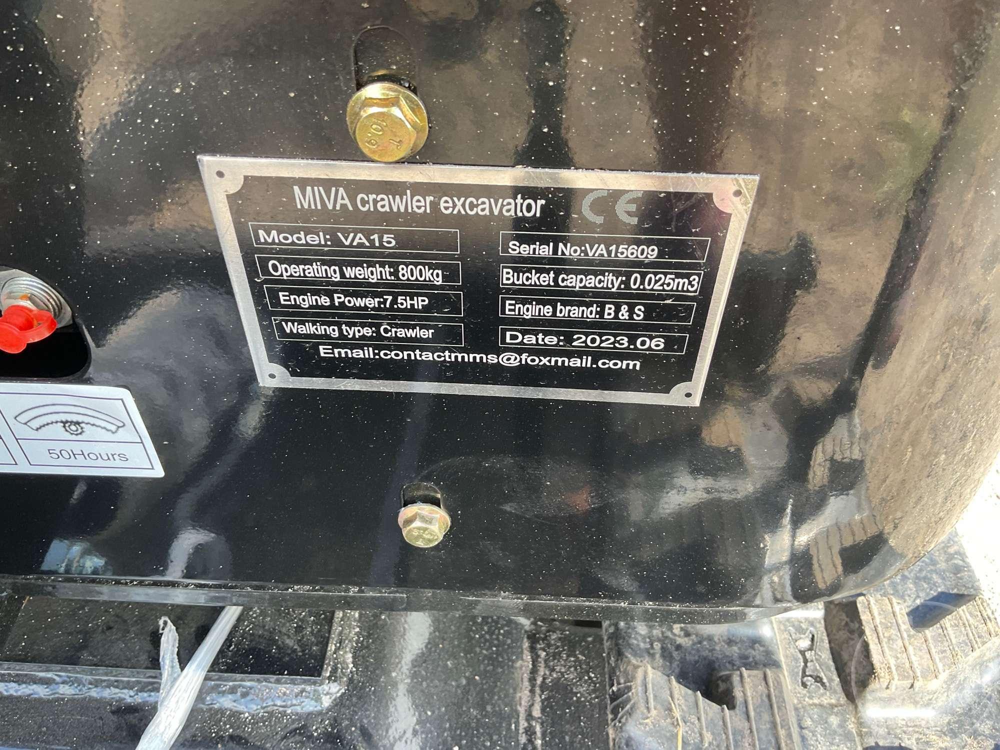 2023 MIVA VA15 MINI EXCAVATOR SN: VA15609