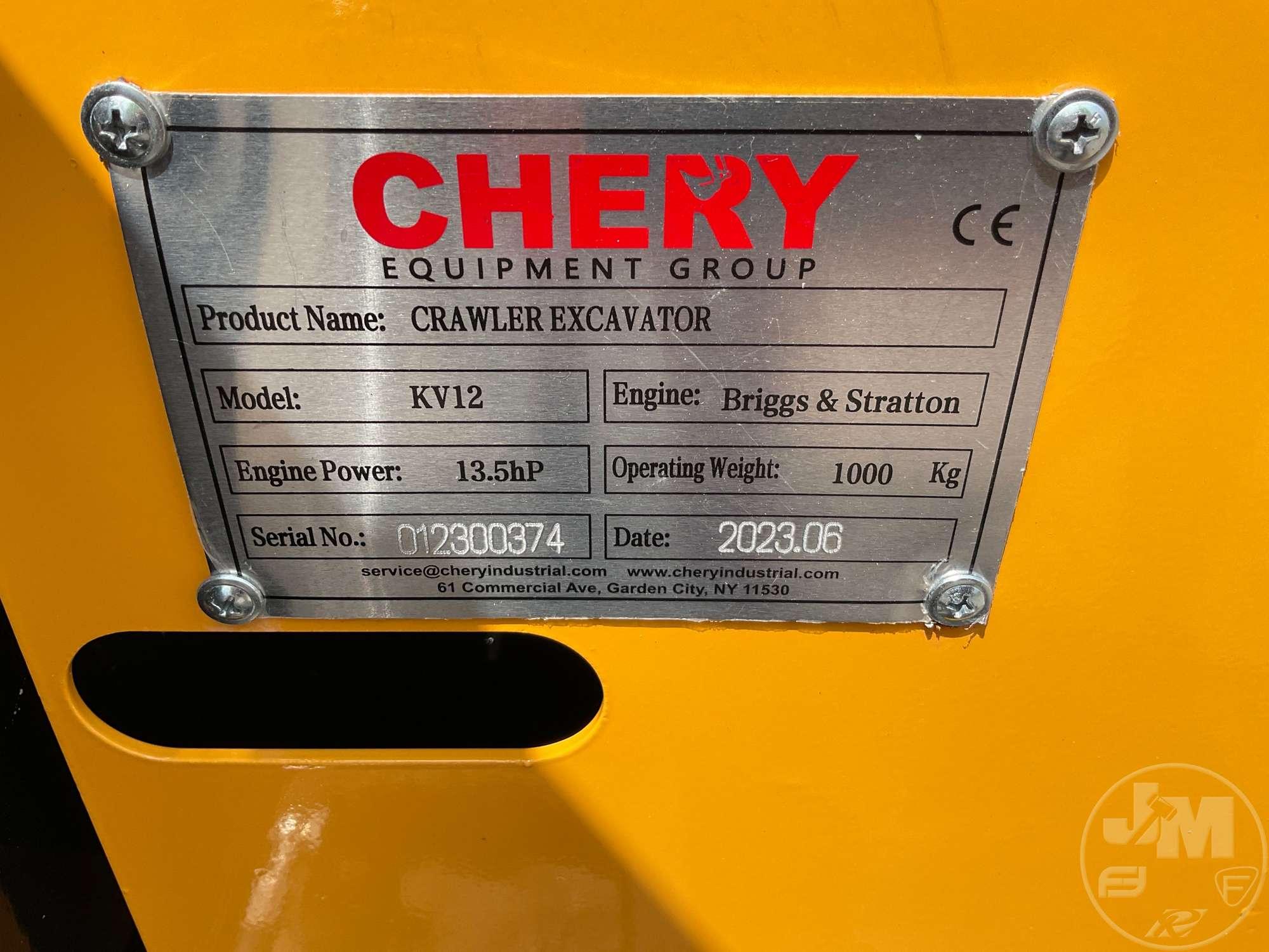 2024 CHERY KV12 MINI EXCAVATOR SN: 012300374