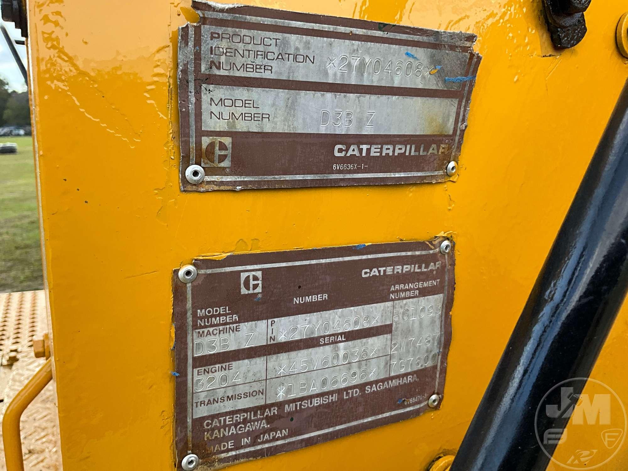 1987 CATERPILLAR D3B CRAWLER TRACTOR SN: 27Y04608