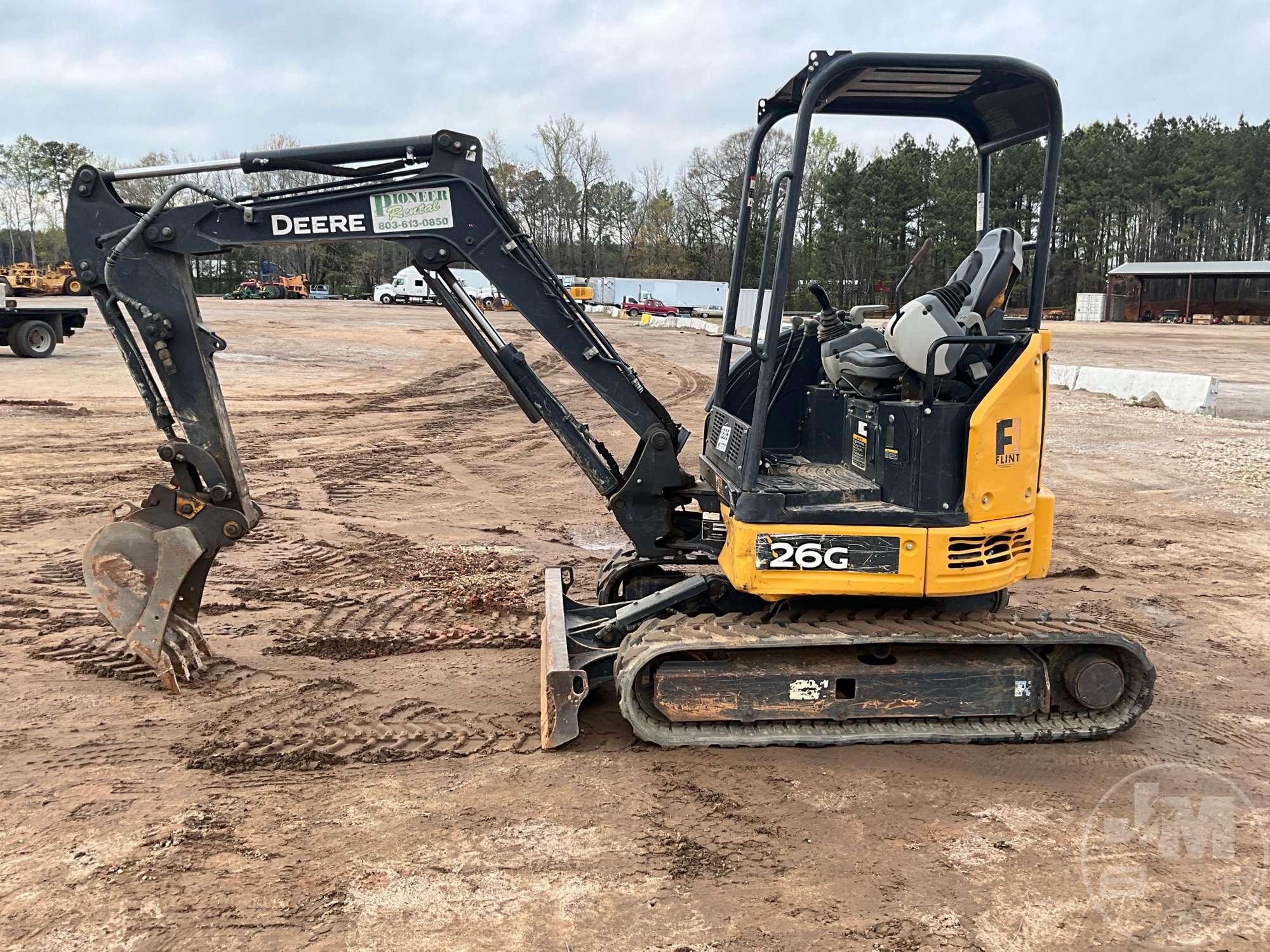 2019 DEERE 26G MINI EXCAVATOR SN: 1FF026GXEKK265239