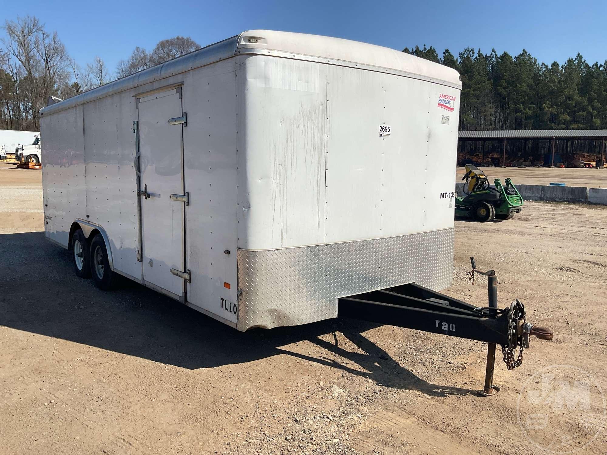 2015 AMERICAN HAULER AMERICAN HAULER CAR HAULER TRAILER 8'X20' VIN: 5N6200J21F1046941