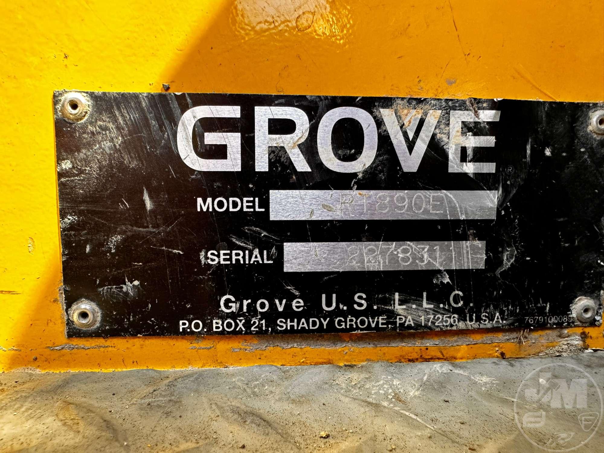 2007 GROVE RT 890E ROUGH TERRAIN CRANE SN: 227831