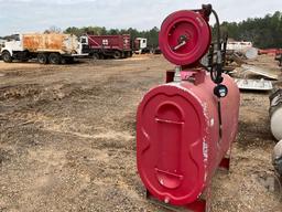 275 GAL. STEEL TANK, WITH PNEUMATIC PUMP, HOSE REEL