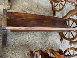 WOODEN WAGO WHEEL PATIO BENCH