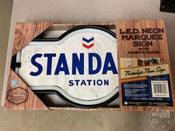 STANDARD STATION, LED. NEON MARQUEE SIGN W/ PLASTIC FRAME