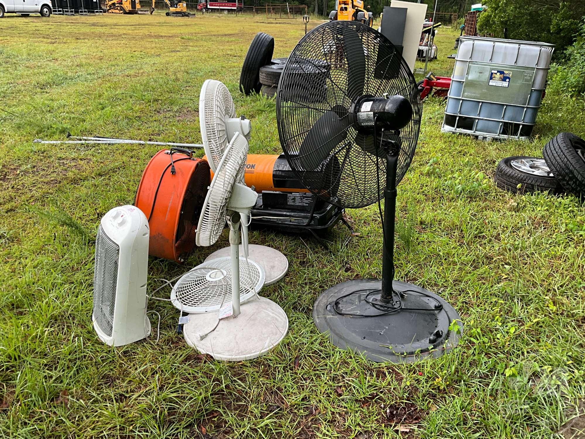 QTY OF (4) FANS & (2) HEATERS, REMINGTON KEROSENE HEATER,