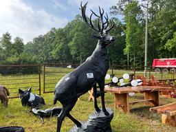 ALUMINUM ELK STANDING ON ROCK