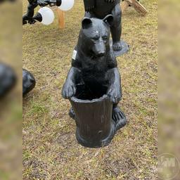 ALUMINUM BEAR ON A STUMP