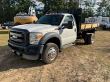 2014 FORD F-450 XL SINGLE AXLE REGULAR CAB FLATBED TRUCK VIN: 1FDUF4GY6EEA00285