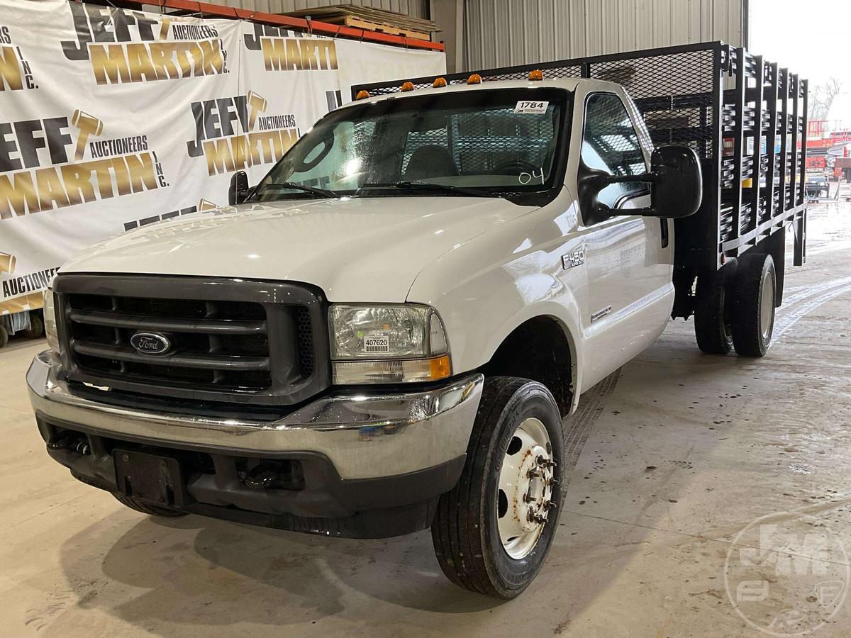 2004 FORD F-450 SINGLE AXLE REGULAR CAB FLATBED TRUCK VIN: 1FDXF46P84EC32178