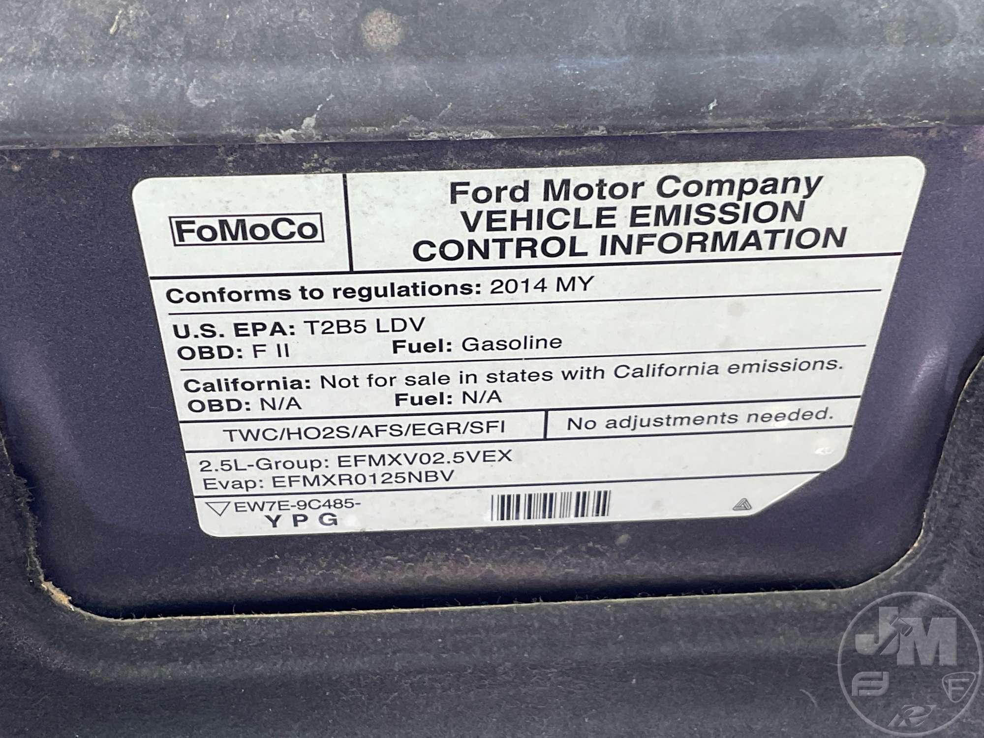 2014 FORD FUSION VIN: 3FA6P0G74ER322498 FWD