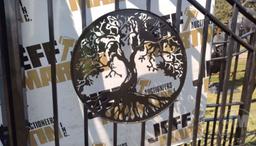 16' DRIVEWAY ENTRANCE GATES WITH TREE OF LIFE INLAY, POSTS,