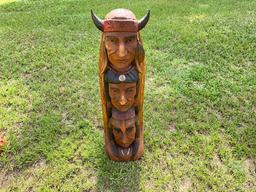TEAK WOOD INDIAN TOTEM POLE