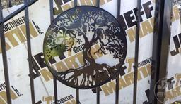 16' DRIVEWAY ENTRANCE GATES WITH TREE OF LIFE INLAY, POSTS,