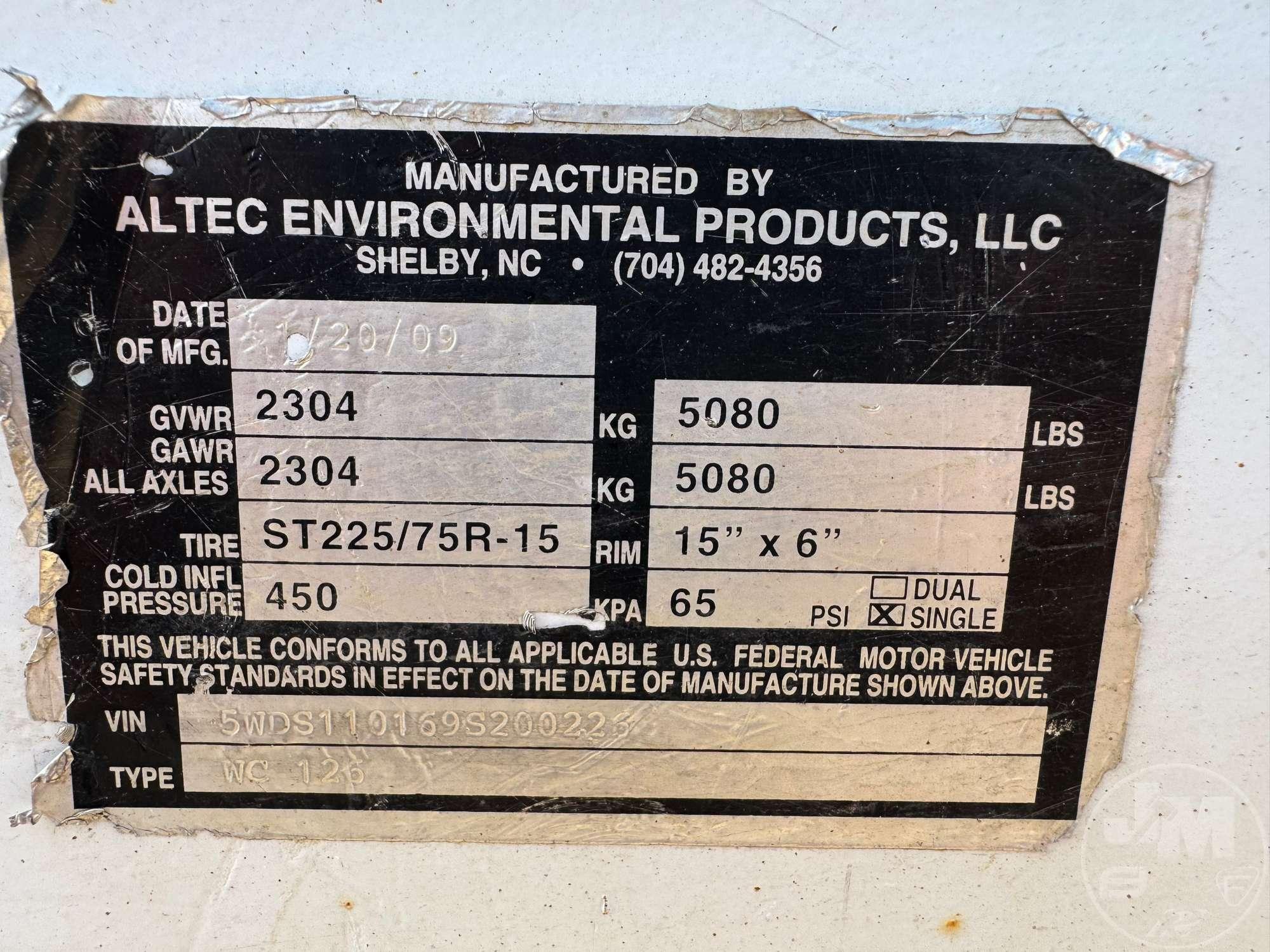 2009 ALTEC WC126 PORTABLE SN: 5WDS110169S200226 CHIPPER