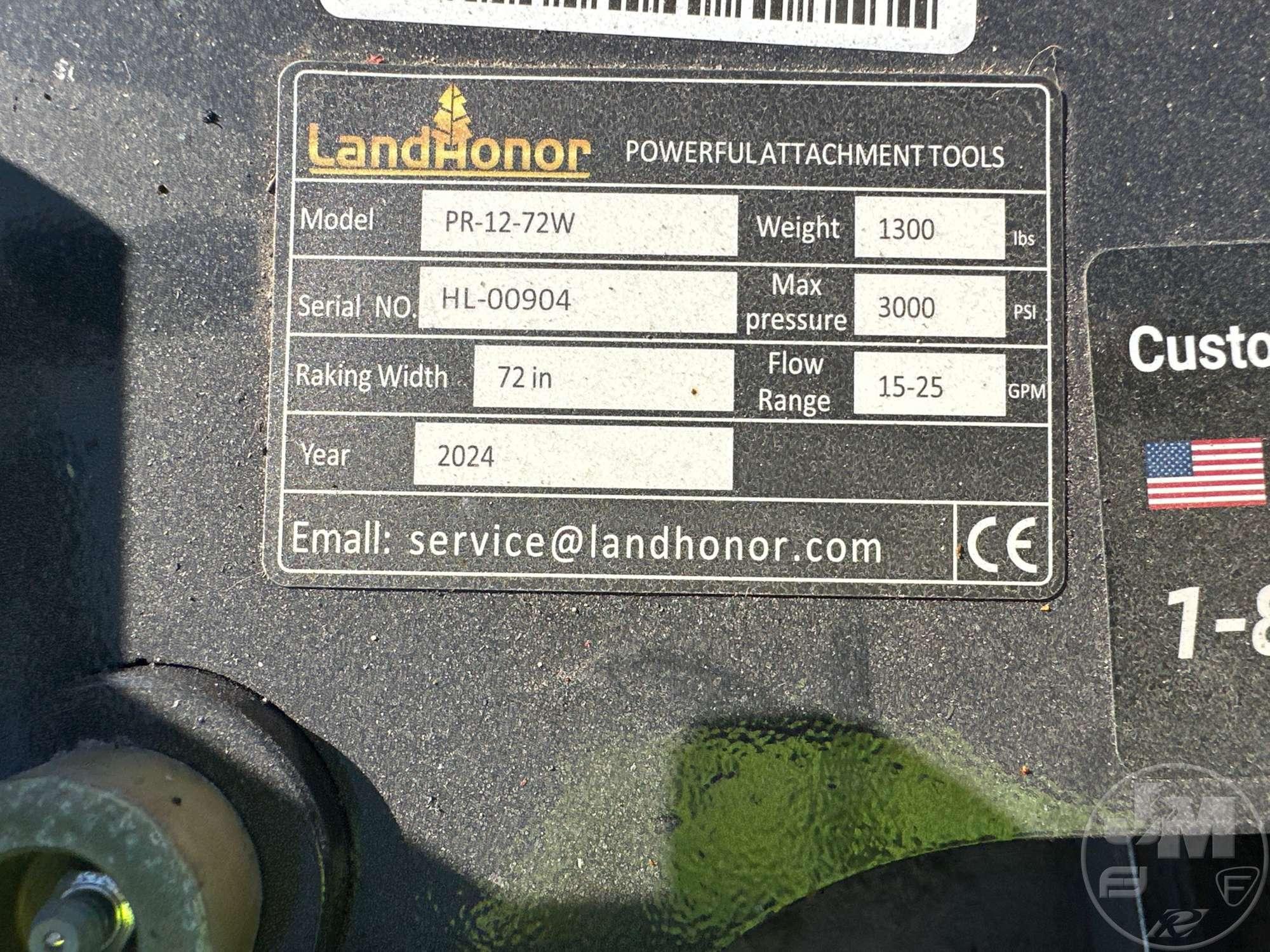 UNUSED 2024 LANDHONOR PR-12-72W POWER RAKE SN: HL-00904