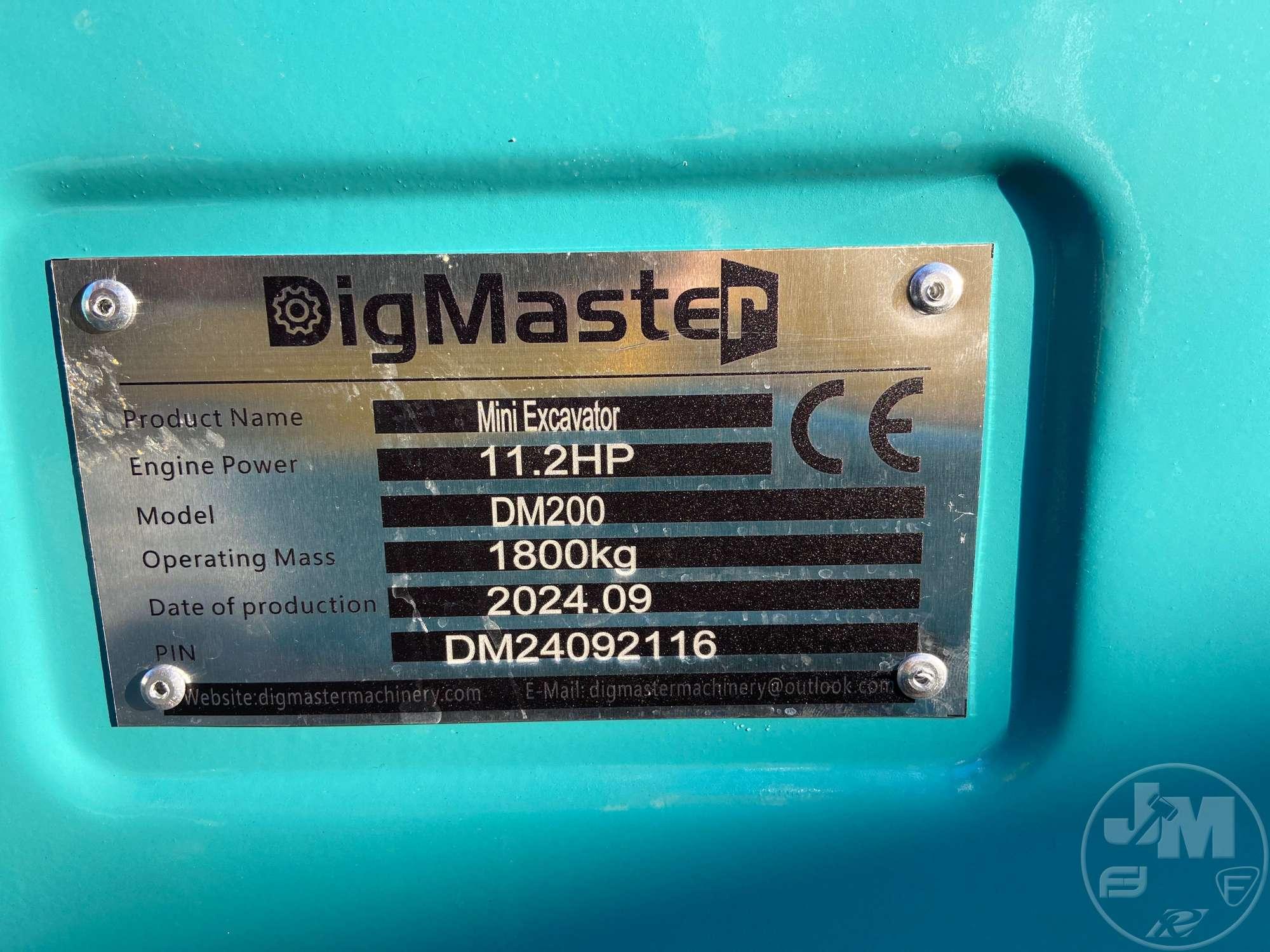 UNUSED 2024 DIG MASTER DM200 MINI EXCAVATOR SN: DM24092116