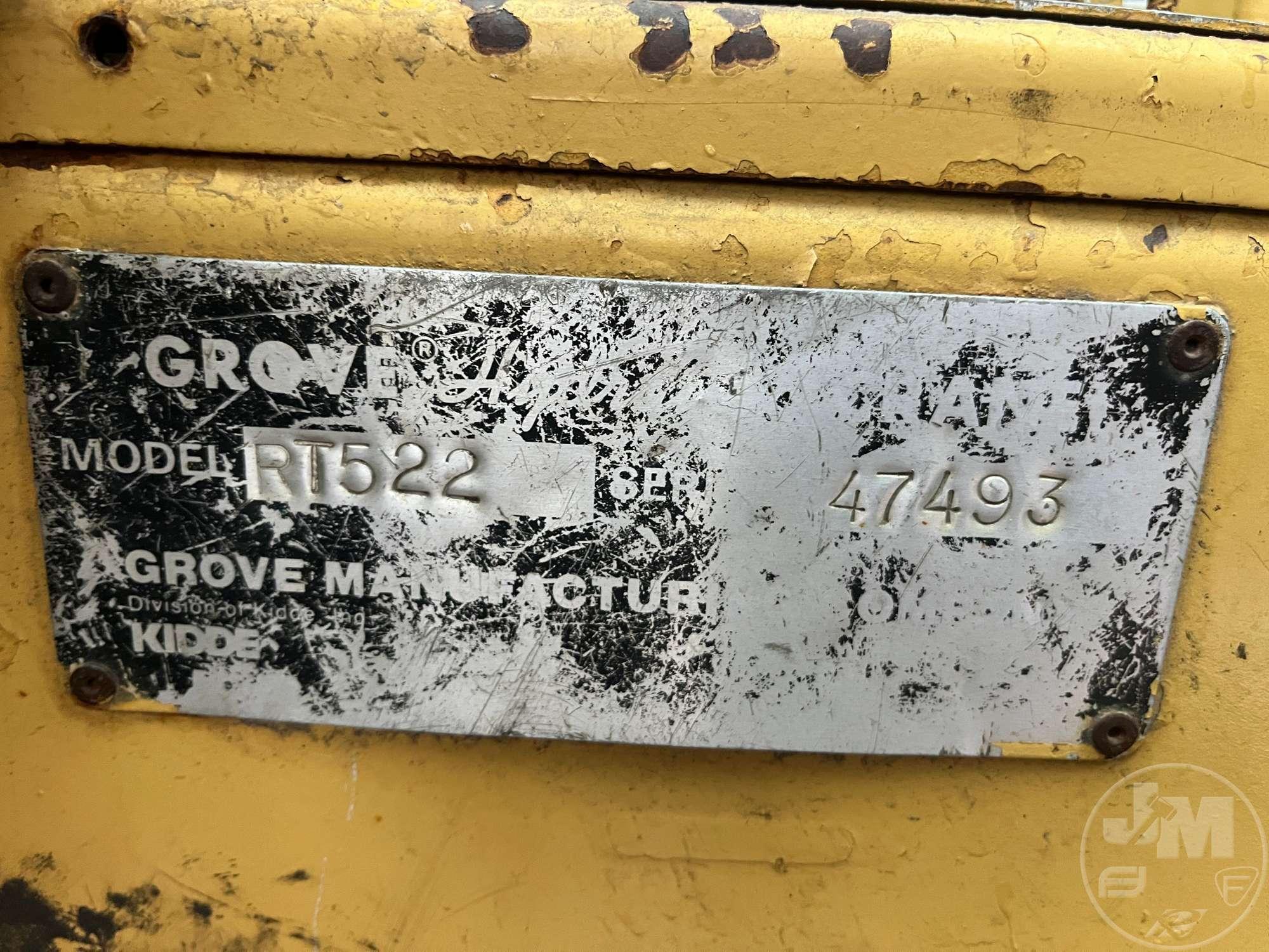1981 GROVE RT522 ROUGH TERRAIN CRANE SN: 47493