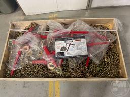 QTY OF 8 UNUSED PALADIN RATCHET BINDERS & 16 5/16 IN. 20 FT CHAINS
