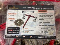 QTY OF 8 UNUSED PALADIN RATCHET BINDERS & 16 5/16 IN. 20 FT CHAINS