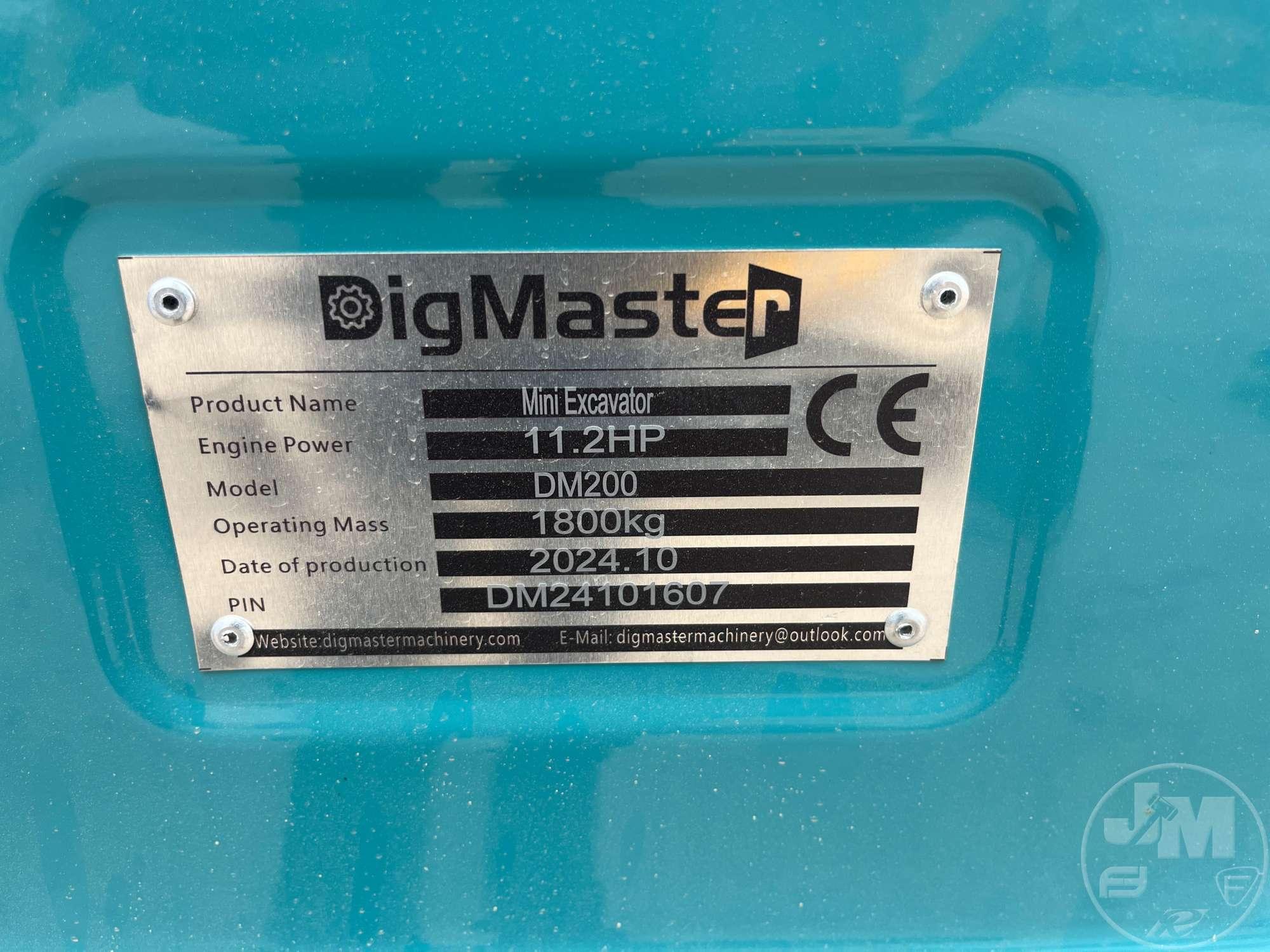 UNUSED 2024 DIGMASTER DM200 MINI EXCAVATOR SN: DM24101607
