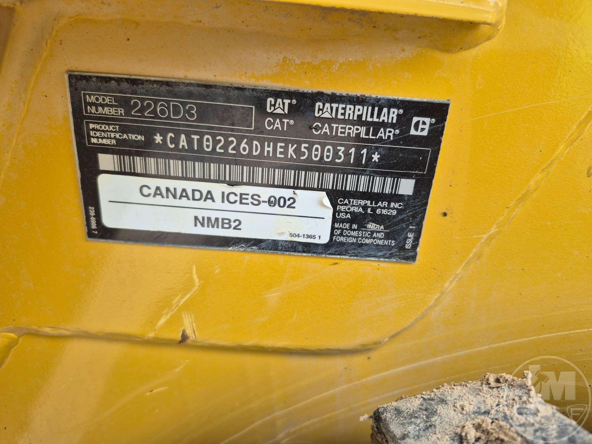 2021 CATERPILLAR 226D SKID STEER LOADER SN: CAT0226DHEK500311