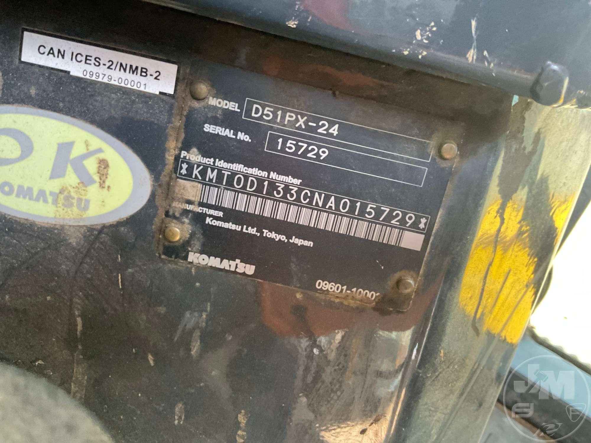 2022 KOMATSU D51PX-24 CRAWLER TRACTOR SN: KMT0D133CNA015729