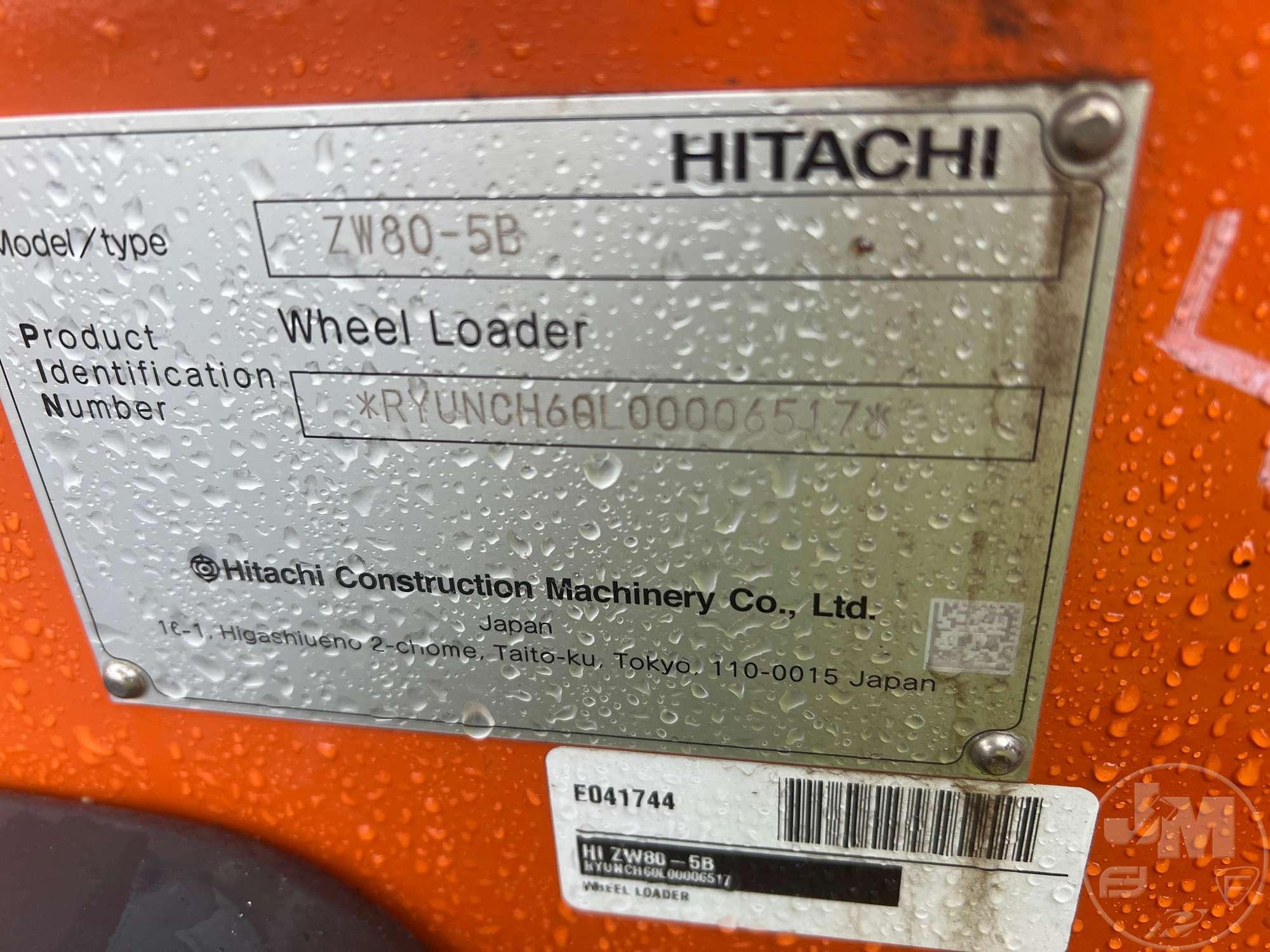 2024 HITACHI ZW80-5B WHEEL LOADER SN: RYUNCH60L00006517