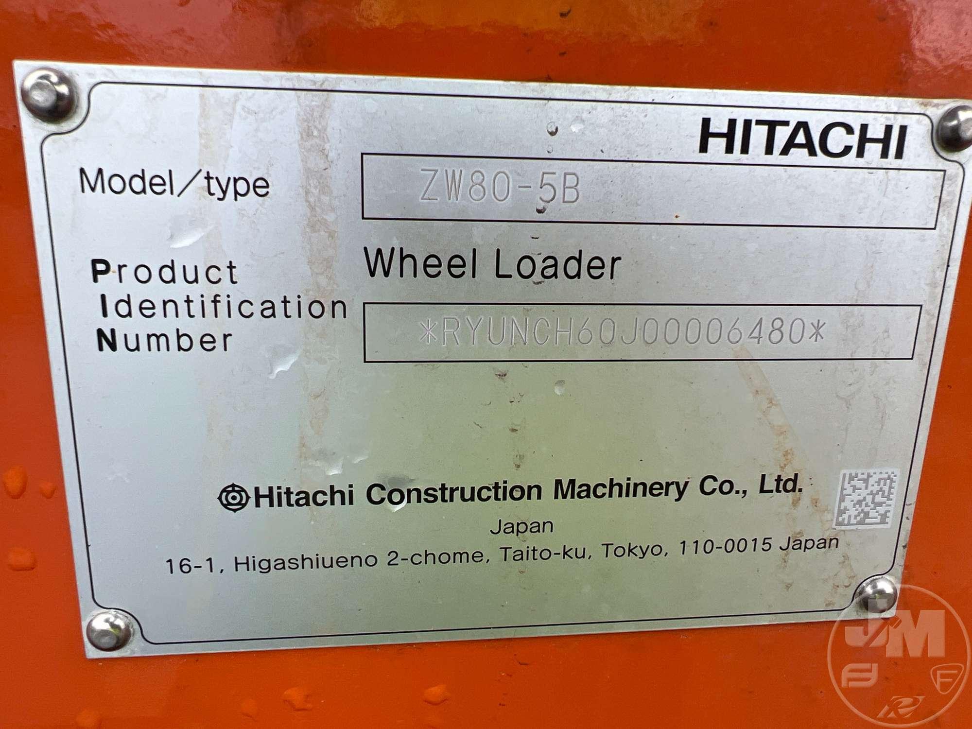 2024 HITACHI ZW80-5B WHEEL LOADER SN: RYUNCH60J00006480