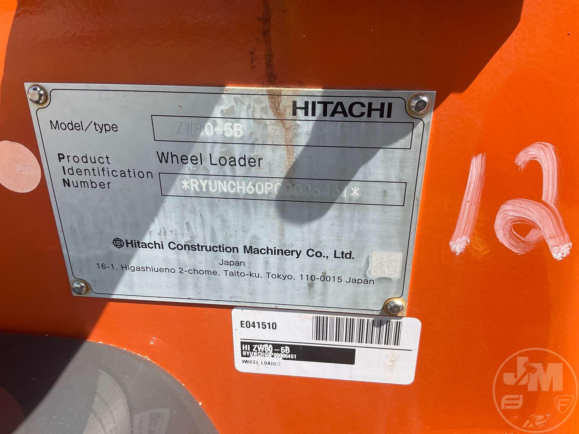 2024 HITACHI ZW80-5B WHEEL LOADER SN: RYUNCH60P00006461
