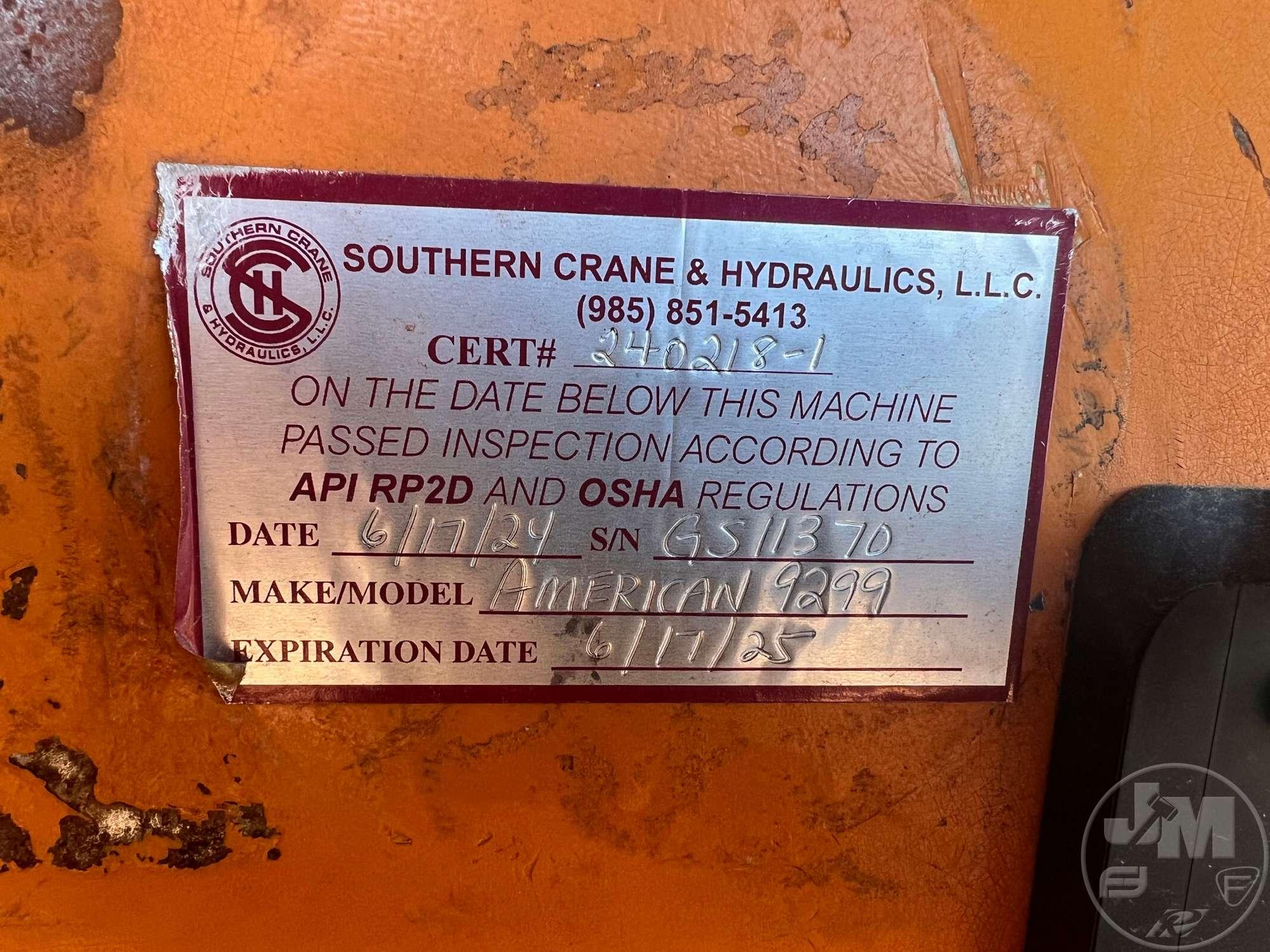 1966 AMERICAN 9299 CRAWLER CRANE SN: GS11370