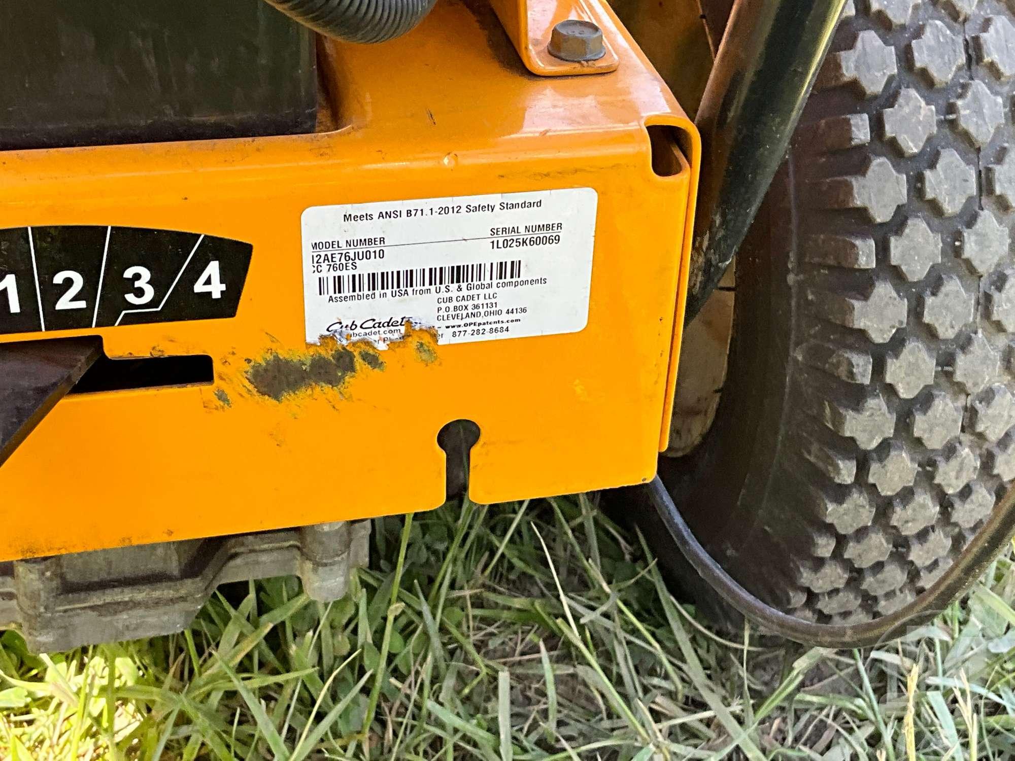 CUB CADET CC760ES WALK BEHIND SN: 1L025K60069