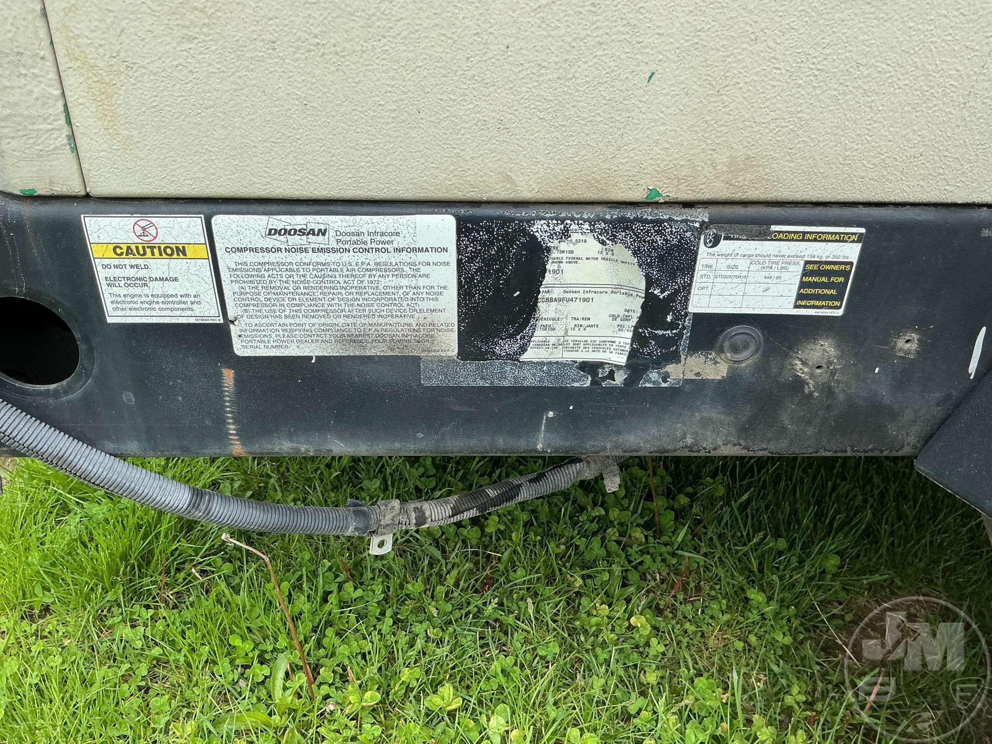 2015 DOOSAN 425 375 CFM PORTABLE AIR COMPRESSOR SN: 471901UGZF15
