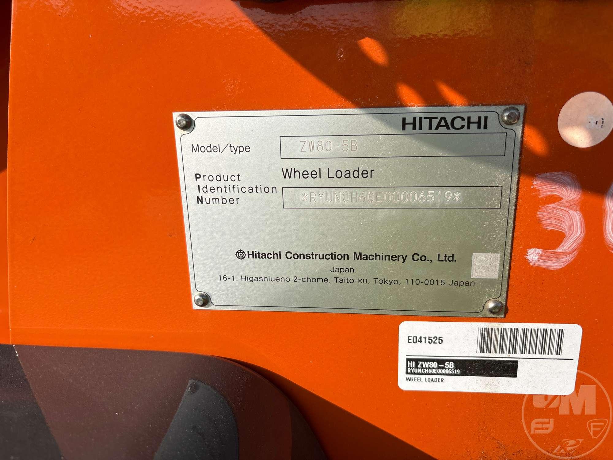 2024 HITACHI ZW80-5B WHEEL LOADER SN: RYUNCH60E00006519