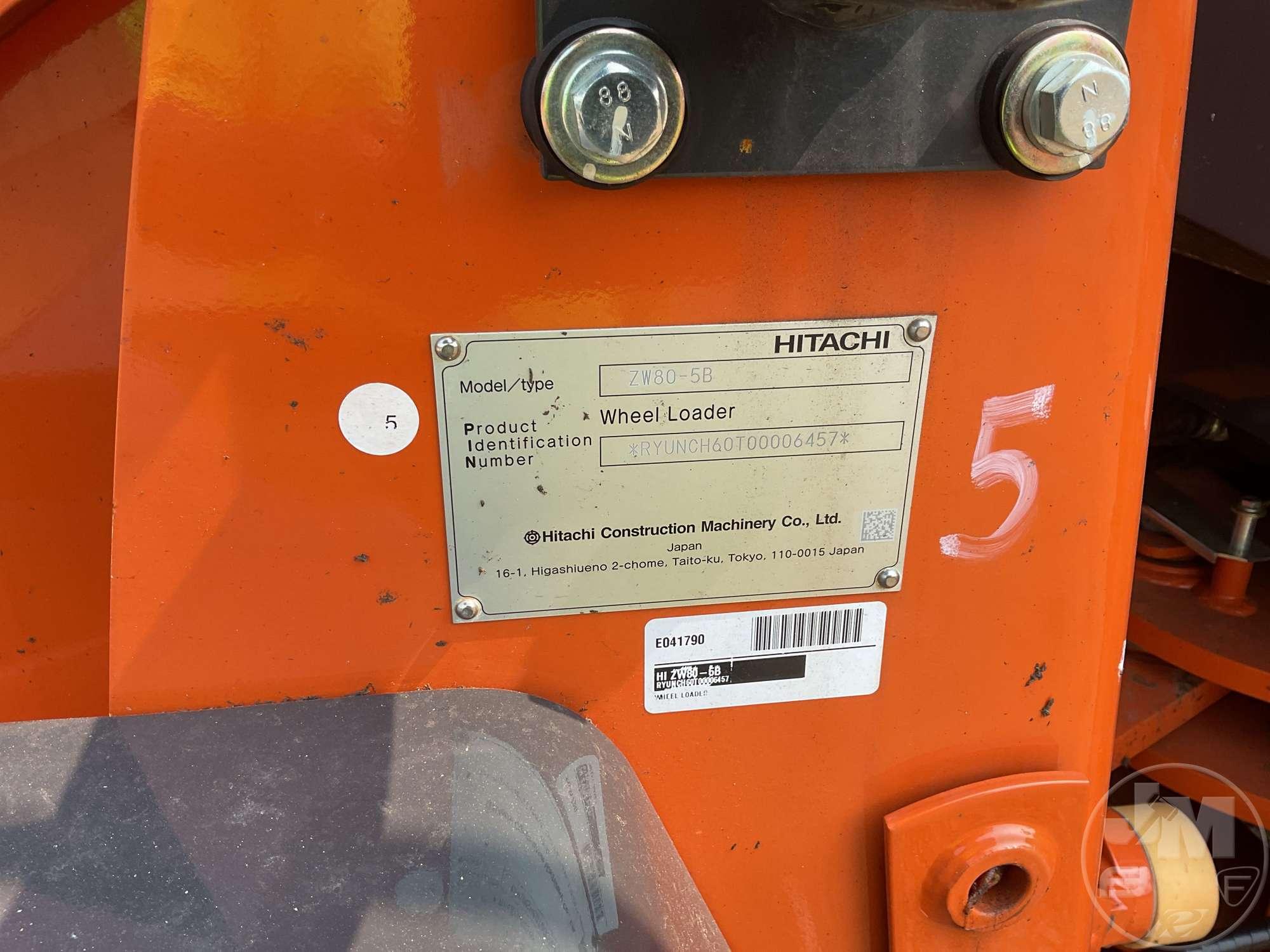 2024 HITACHI ZW80-5B WHEEL LOADER SN: RYUNCH60T00006457