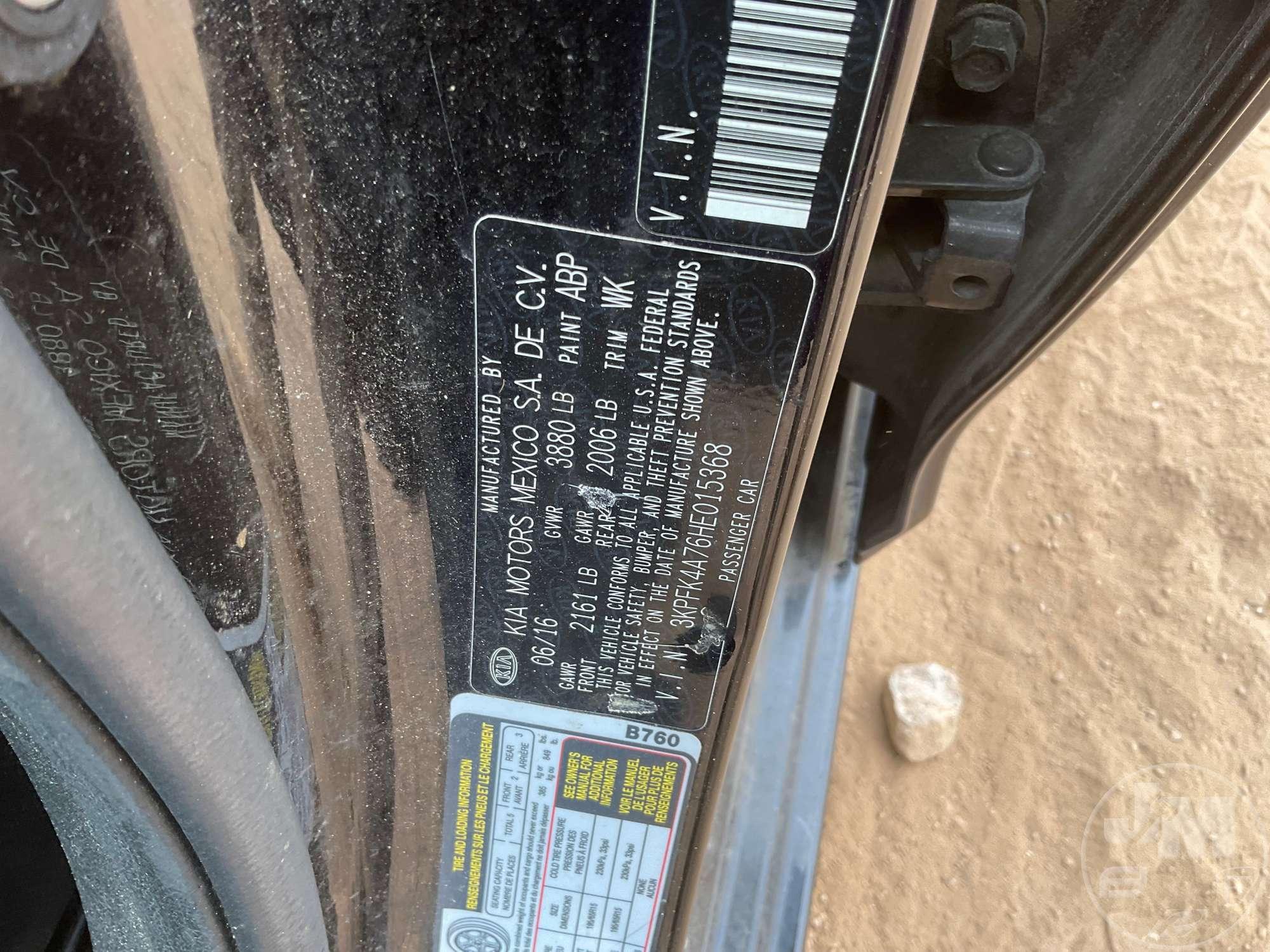2017 KIA FORTE VIN: 3KPFK4A76HE015368