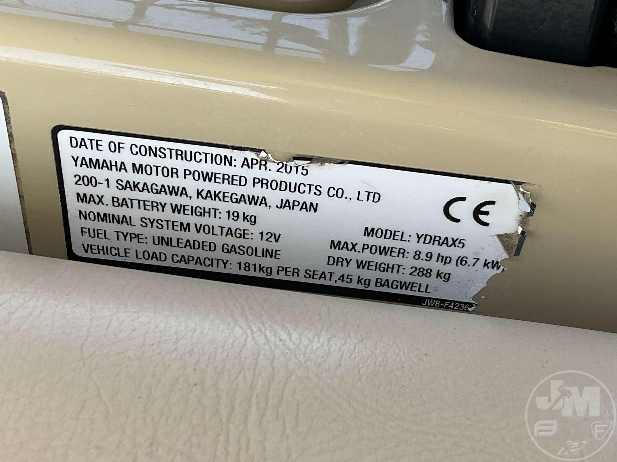 2015 YAMAHA YDRAX5 GOLF CART JW8-514414